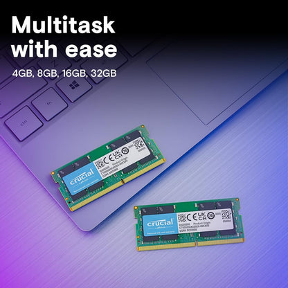 32GB DDR4 RAM Kit (2X16Gb), 3200Mhz (PC4-25600) CL22 Laptop Memory, SODIMM 260-Pin, Downclockable to 2933/2666Mhz, Compatible with 13Th Gen Intel Core and AMD Ryzen 7000 - CT2K16G4SFRA32A